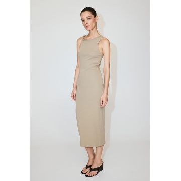 Rochie lunga cu bareta rasucita - Maro inchis