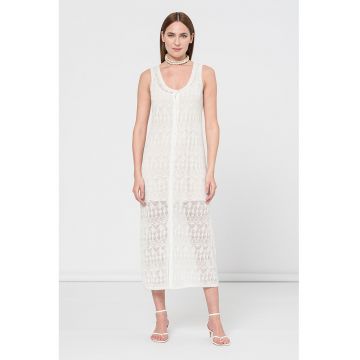 Rochie midi din amestec de in Patty - Alb