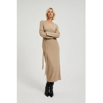 Rochie midi plisata bej - Bej