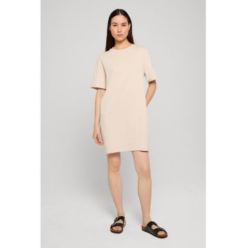 Rochie-tricou scurta cu buzunare - Crem