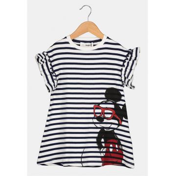 Rochie in dungi cu imprimeu Mickey Mouse