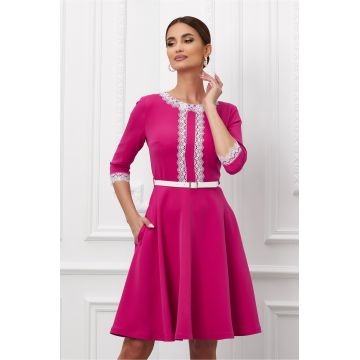 Rochie MBG fucsia cu dantela alba