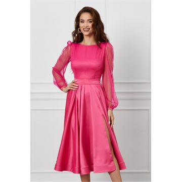 Rochie MBG fucsia cu maneci transparente