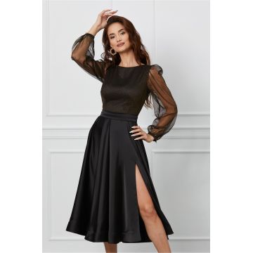 Rochie MBG neagra cu maneci transparente