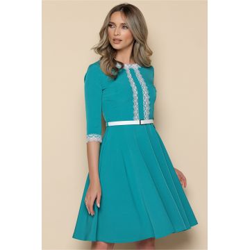 Rochie MBG verde cu dantela alba