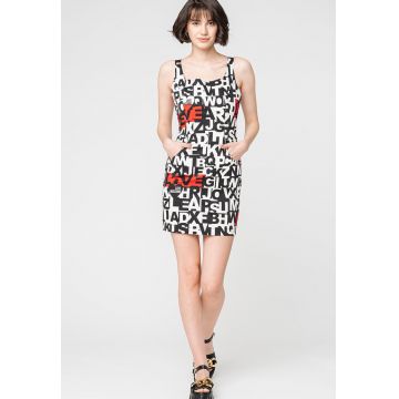 Rochie midi cu text si buzunare laterale