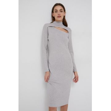 Answear Lab Rochie din lână culoarea gri, mini, mulat Answear Lab Rochie din lână culoarea gri, mini, mulat