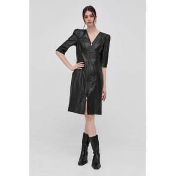 Karl Lagerfeld rochie de piele culoarea negru, mini, mulata