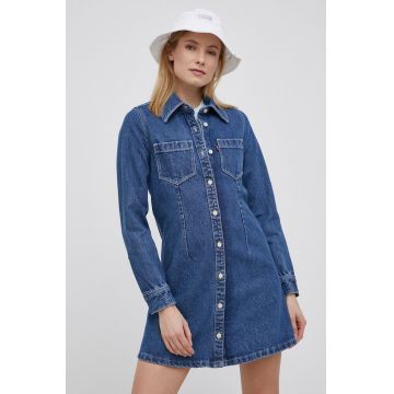 Levi's rochie jeans culoarea albastru marin, mini, evazati