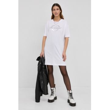 Love Moschino rochie culoarea alb, mini, oversize