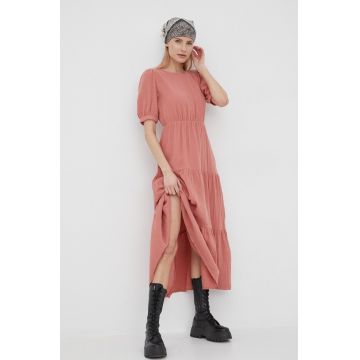 JDY rochie din bumbac culoarea rosu, maxi, oversize