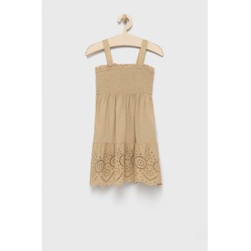 GAP rochie din bumbac pentru copii culoarea bej, midi, evazati