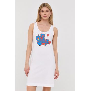 Love Moschino rochie din bumbac culoarea alb, mini, drept Love Moschino rochie din bumbac culoarea alb, mini, drept