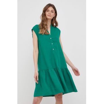 Marc O'Polo rochie din in culoarea verde, mini, oversize