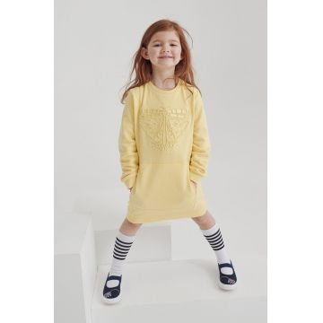 Reima rochie din bumbac pentru copii culoarea galben, mini, drept