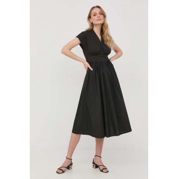 Marella rochie culoarea negru, midi, evazati