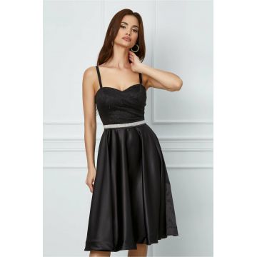 Rochie MBG neagra cu aplicatie in talie