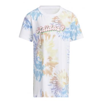 Rochie-tricou cu model tie-dye si logo