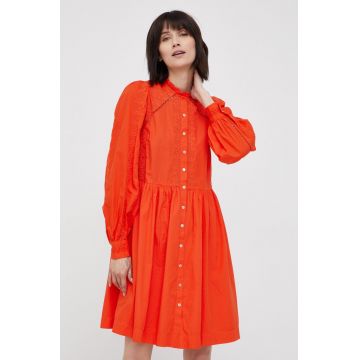 Y.A.S rochie din bumbac culoarea portocaliu, mini, evazati