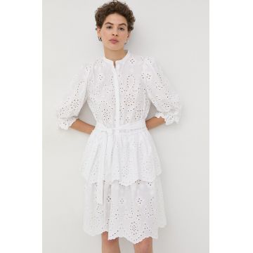 Bruuns Bazaar rochie din bumbac culoarea alb, mini, evazati