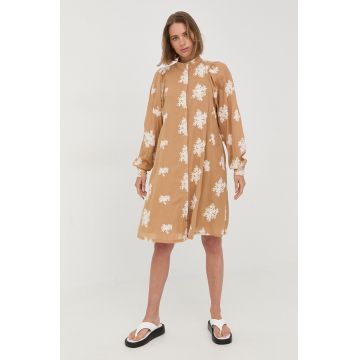 Bruuns Bazaar rochie din bumbac culoarea bej, mini, oversize
