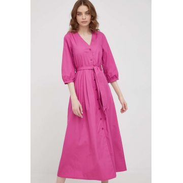 Pennyblack rochie din bumbac culoarea roz, midi, evazati