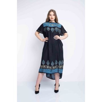 Rochie dama marimi mari bleu lejera cu model aplicat 2XL-3XL (44-46)