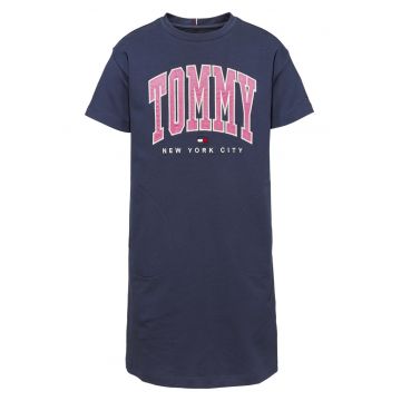 Rochie-tricou din amestec de bumbac cu imprimeu logo contrastant Varsity