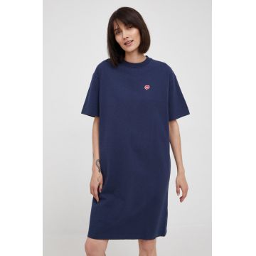 Deus Ex Machina rochie din bumbac culoarea albastru marin, mini, oversize