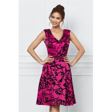 Rochie MBG magenta cu insertii catifelate