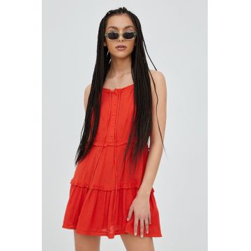 Superdry rochie culoarea portocaliu, mini, evazati