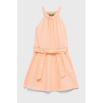 United Colors of Benetton rochie fete culoarea roz, midi, evazati