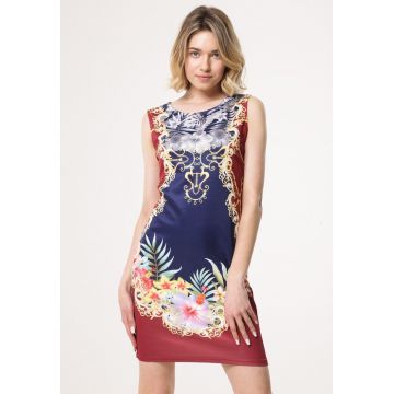 Rochie Bleumarin cu bordo