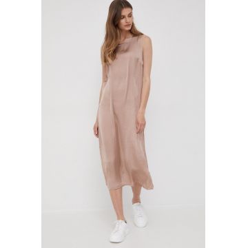 Dkny rochie culoarea bej, midi, drept