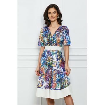 Rochie Moze albastra cu imprimeu multicolor