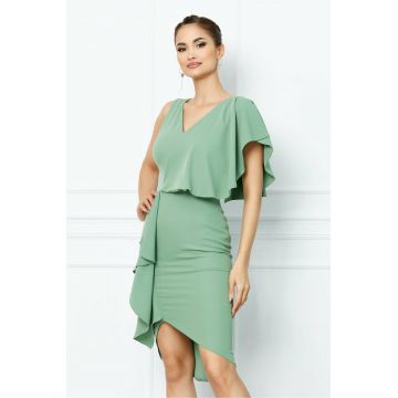 Rochie Moze verde fistic cu volane