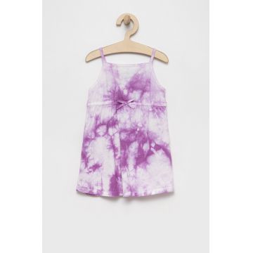 United Colors of Benetton rochie din bumbac pentru copii culoarea violet, midi, drept