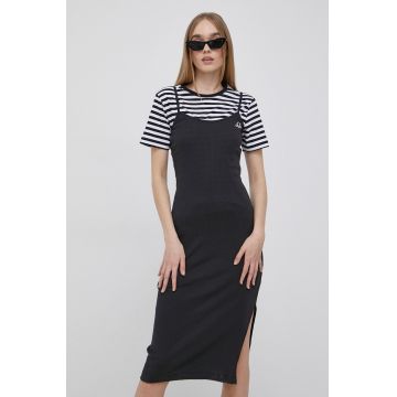 Champion rochie din bumbac 115227 culoarea negru, midi, mulata 115227-KK001