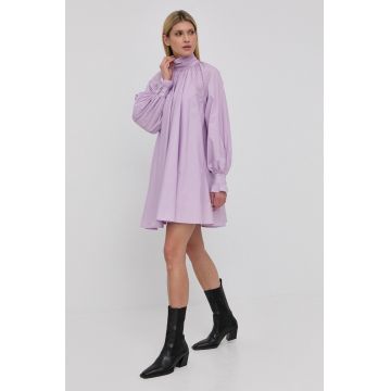 Custommade rochie din bumbac culoarea violet, mini, oversize