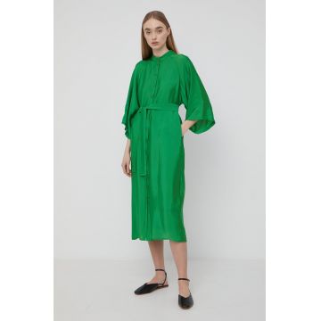 Gestuz rochie culoarea verde, midi, oversize