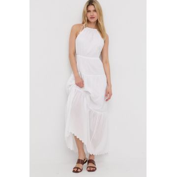 MICHAEL Michael Kors rochie din bumbac culoarea alb, maxi, evazati