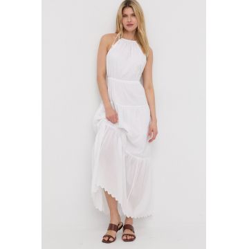 MICHAEL Michael Kors rochie din bumbac culoarea alb, maxi, evazati