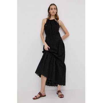 MICHAEL Michael Kors rochie din bumbac culoarea negru, maxi, evazati