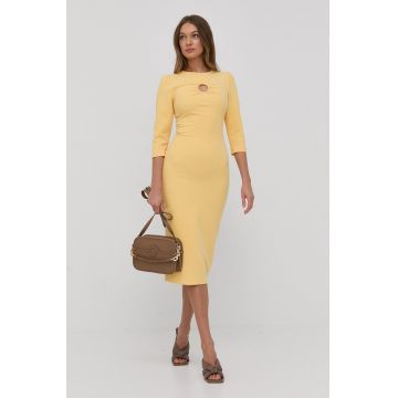 Nissa rochie culoarea galben, midi, drept