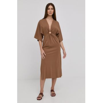 Nissa rochie culoarea maro, midi, evazati