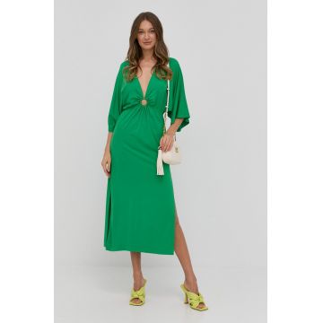 Nissa rochie culoarea verde, midi, evazati