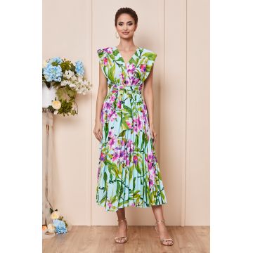 Rochie Carmen Turcoaz Floral