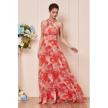 Rochie Rihanna Orange Floral