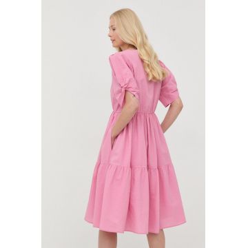 Gestuz rochie din bumbac culoarea roz, mini, evazati