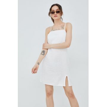 Only rochie din in culoarea alb, mini, drept